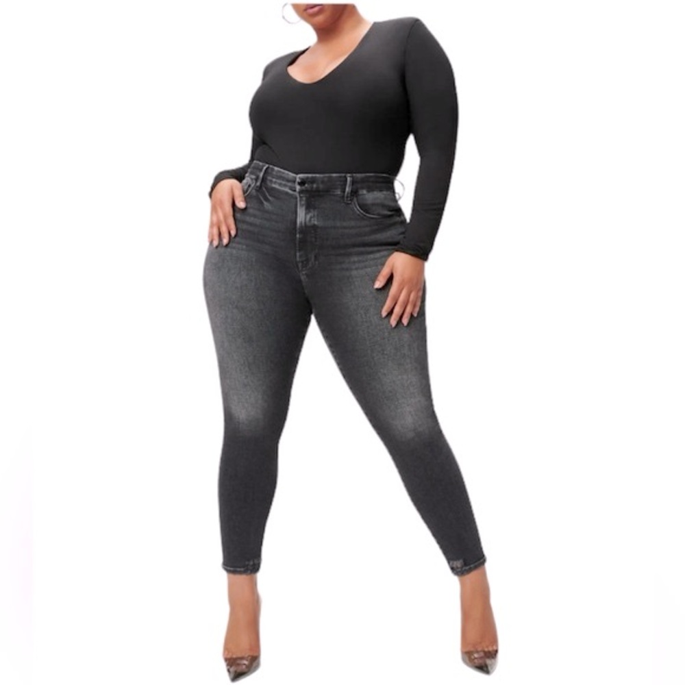 Good American Good Legs Ultimate Skinny Sculpting Faded Jeans Black 15 Plus NWT